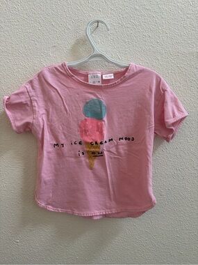 Zara Pink Short Sleeve Tee with Ice Cream Graphic